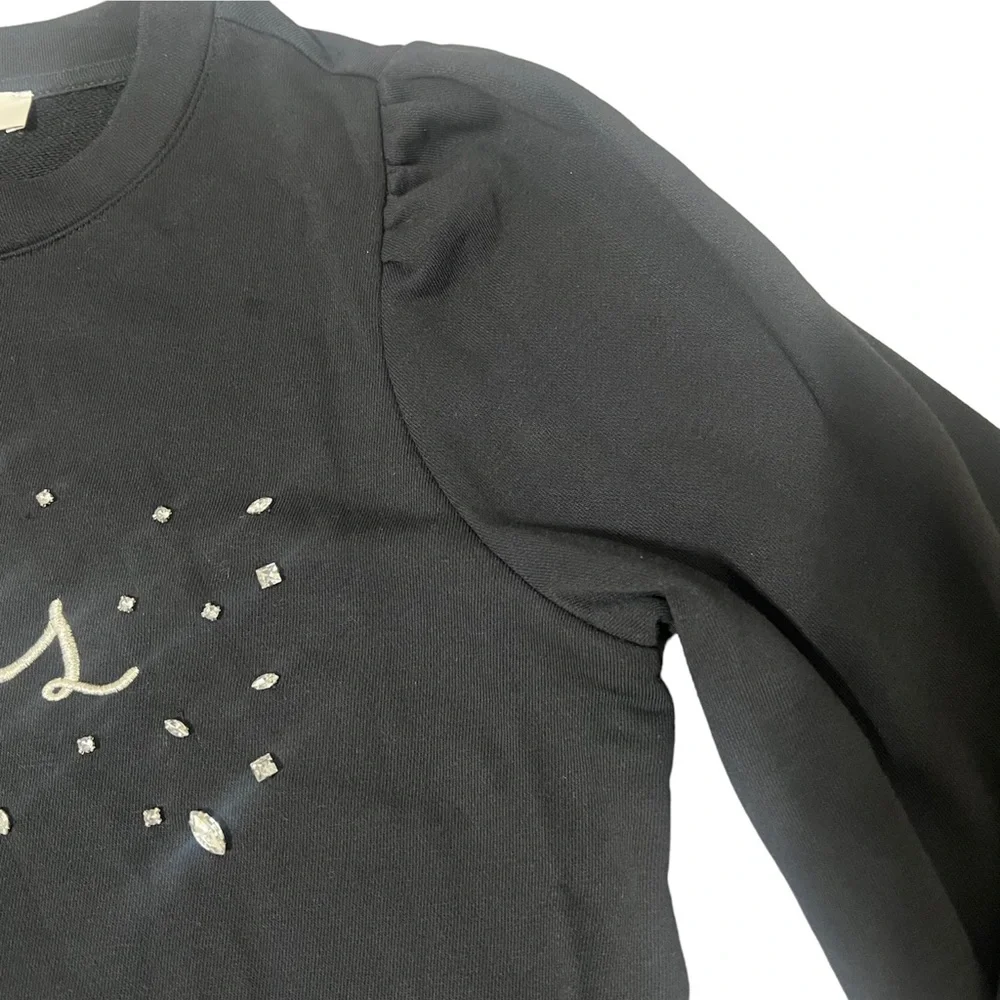 Loft Black Cheers Sweatshirt Long Sleeves Crew neck  Size M - Picture 6 of 12